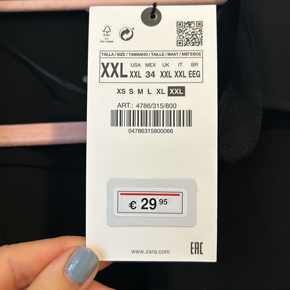 NWT ZARA PLEATED CROP TOP, Black, Size XXL - Picture 11 of 16